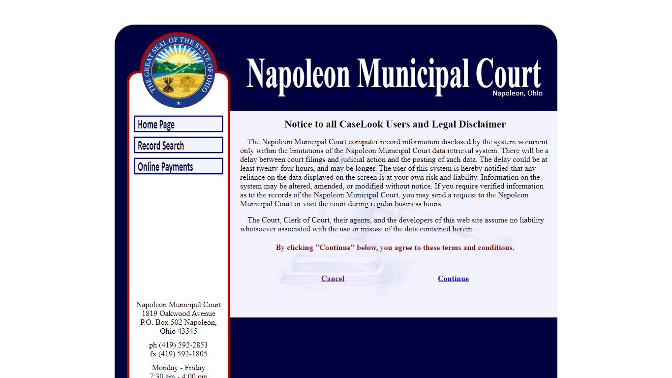 Napoleon Municipal Court - Record Search